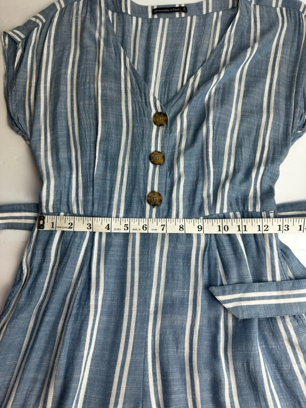 Abercrombie & Fitch Jumpsuit Women's Size Small Pockets Elastic Waist Blue